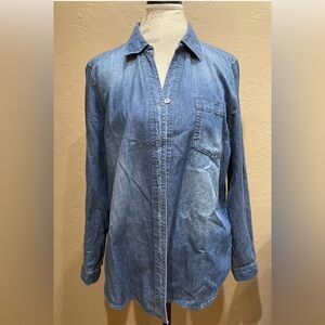 Chicos 2 Chambray Long Sleeve Button Down Shirt, Size L/12